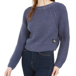 Calvin Klein Blue Cropped Sweater XL